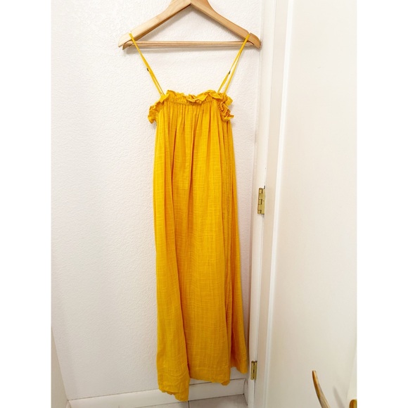 APIECE APART Pina Maxi Trapeze Organic Cotton Tent Dress in MIMOSA SZ: X-Small - Picture 9 of 13